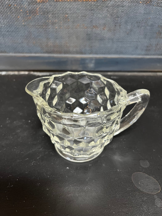 Creamer & Open Sugar, Jeannette Glass, Cube Clear, Vintage