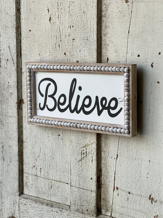 Beaded Believe Sign | 15.75" | Christmas & Holiday Farmhouse Decor