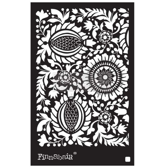 Folk Florals | Finnabair Stencil | 6 x 9 inches | Redesign with Prima | Vintage Pineapple pattern