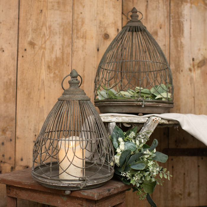 Distressed Bird Cage Table Top Decor | Grey Lantern | Choice of Sizes