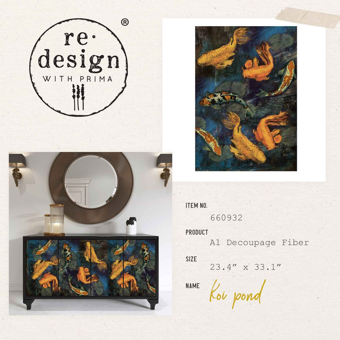 KOI POND – 1 SHEET, A1 SIZE | A1 DECOUPAGE FIBER | Redesign with Prima