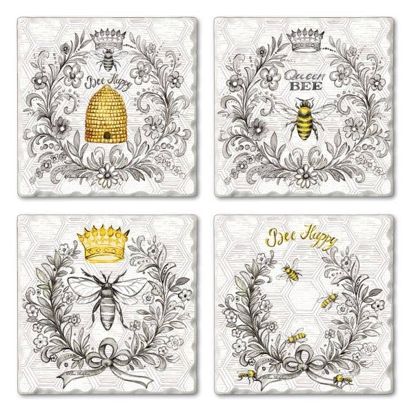 CounterArt and Highland Home - 4Pk Asstd Image Coaster Set - Queen Bee
