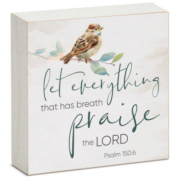 CounterArt and Highland Home - Wood Block 3.75" Square x .955" - Let Everything Praise