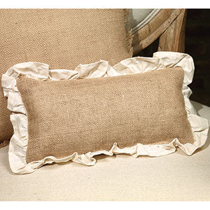 Small Burlap Pillow with Ruffle