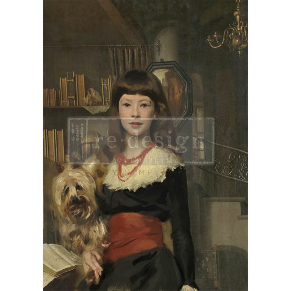 A1 RICE PAPER – A GIRL AND HER PUP | Decoupage Paper