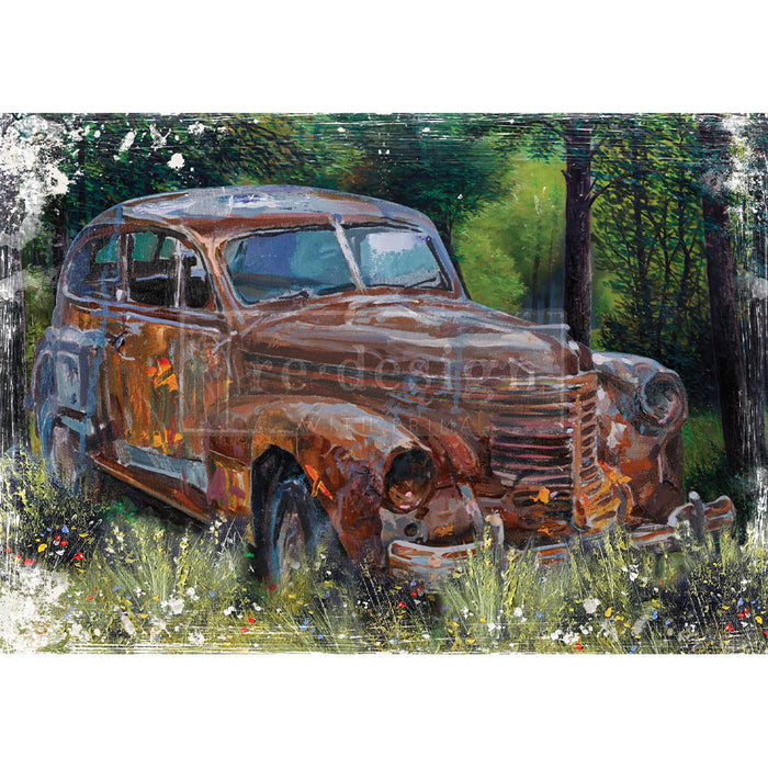 A1 RICE PAPER – THIS RUSTY CAR | Decoupage Paper