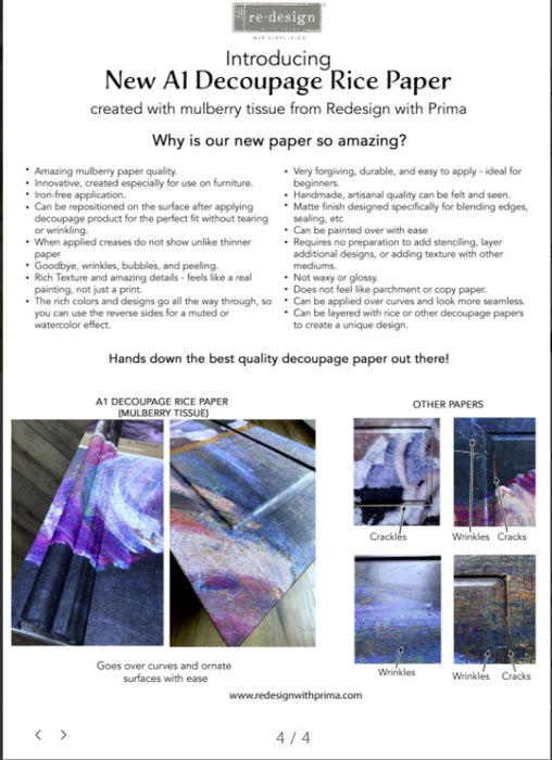 White Majesty  A1 Decoupage Rice Paper