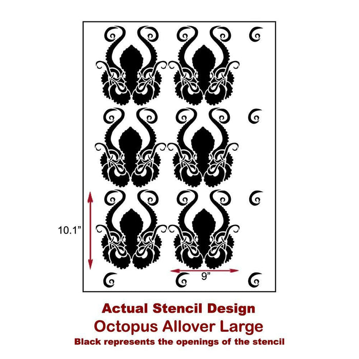 Octopus All Over | Large | Cutting Edge Stencils | Repeating Wall or Floor Stencil | Coastal