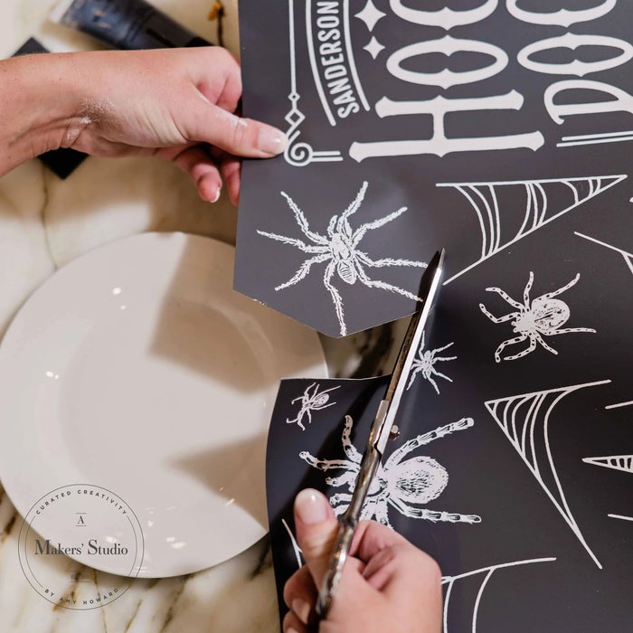 SPIDERWEBS - MESH STENCIL 18X12 | Halloween DIY Decor | Adhesive Screen Print