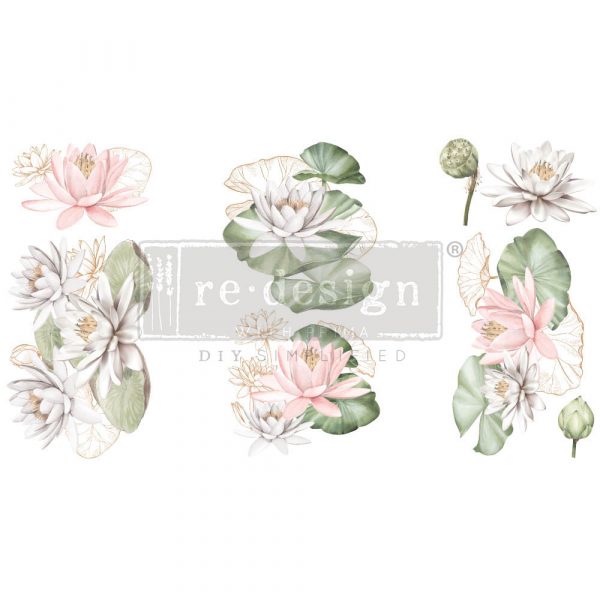 WATER LILIES transfer – 3 SHEETS, 6″X12″