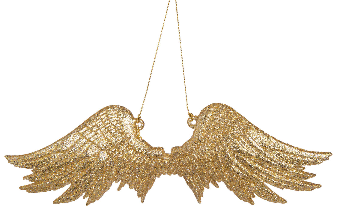 Silver Tree Home & Holiday - Acrylic angel wing orn,champagne gold glitter finish