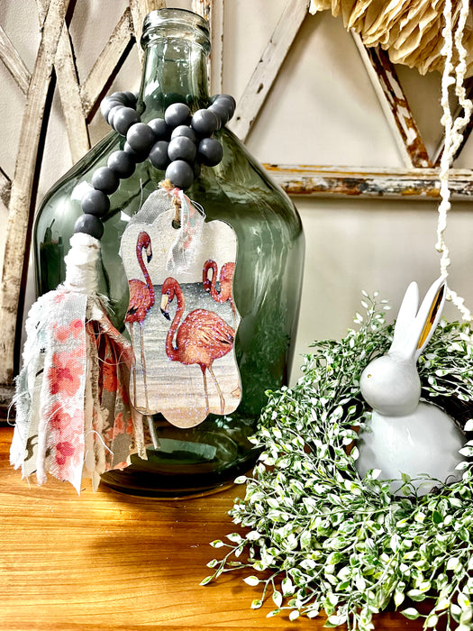 24” Handmade Flamingo Beaded Garland with Tassle