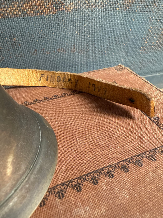 Antique Brass School Bell with Wooden Hand Turned Handle | 7.5” tall