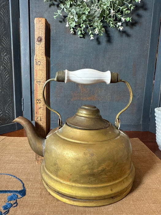 Antique Brass Water Kettle with porcelain handle