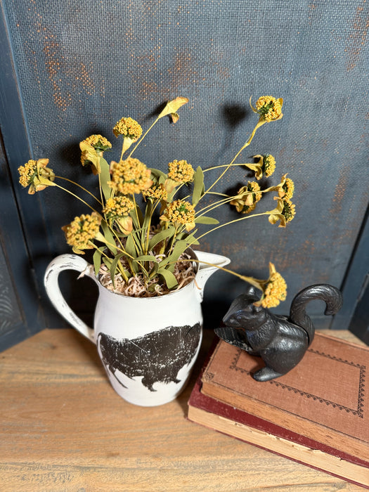 Hand Painted Silver Plated Buffalo Pitcher with Yellow Flowers