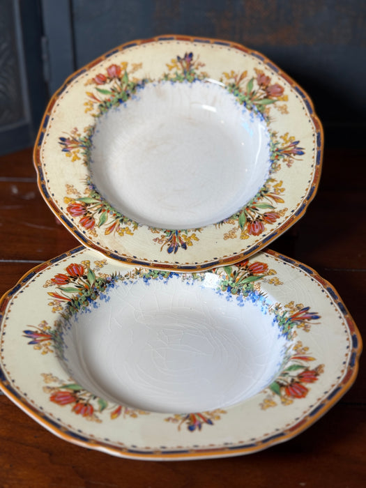 Pair of Crown Ducal English Antique Soup Bowls