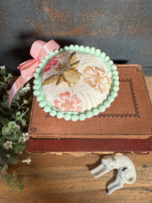 Lavender Infused Vintage Teacup Pincushion using Vintage Linens