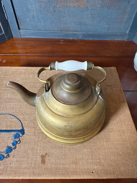 Antique Brass Water Kettle with porcelain handle