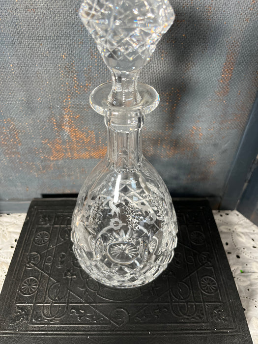 RARE Rogaska Crystal Gallia Decanter | Crafted in Yugoslavia | Etched Floral design