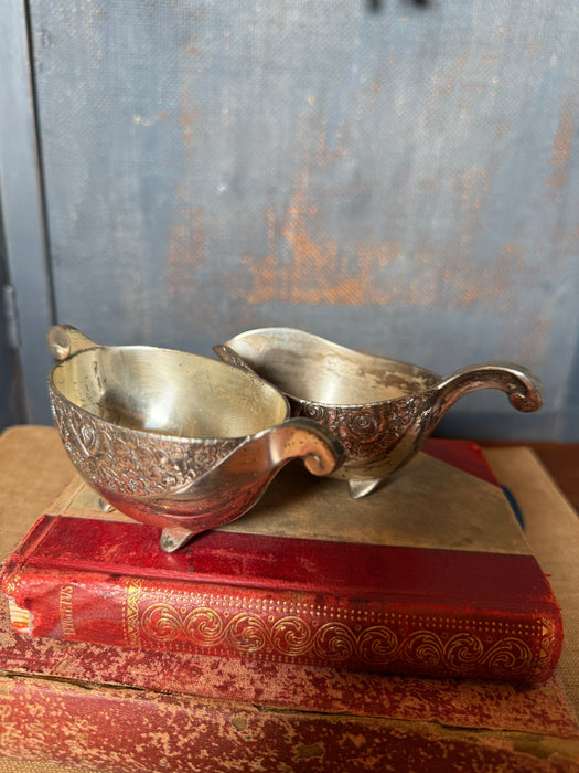 Antique Silver Plated Sugar & Creamer Set