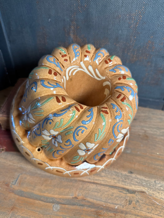 Hand Painted Pottery Bundt Pan |French Alsage Kugelhopf Mold