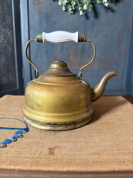 Antique Brass Water Kettle with porcelain handle