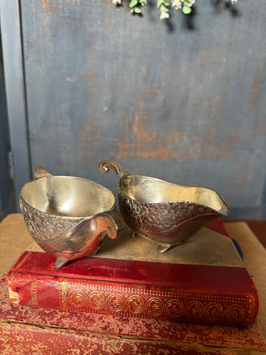 Antique Silver Plated Sugar & Creamer Set