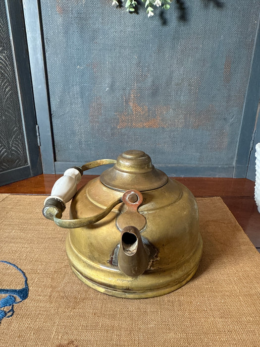 Antique Brass Water Kettle with porcelain handle