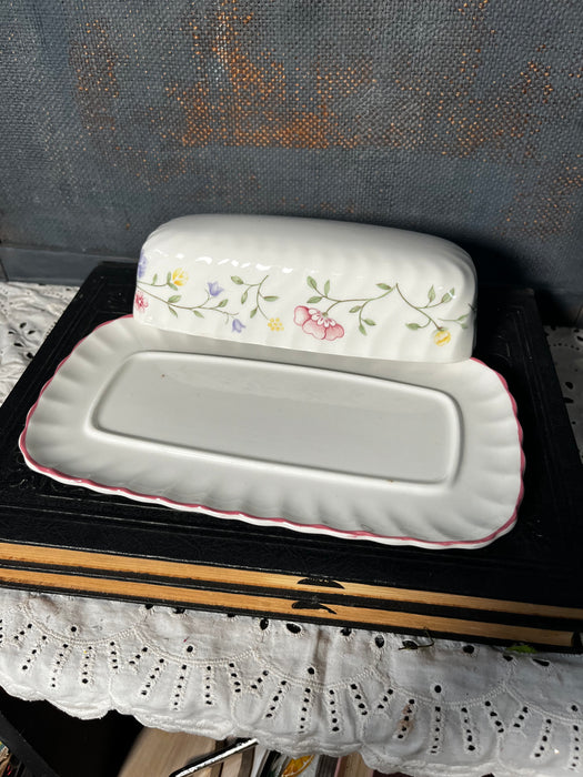 Summer Chintz Butter Dish | Vintage Johnson Brothers | Fine English Tableware