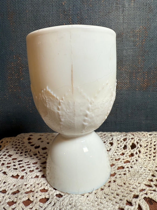 Rare Milk Glass Egg Cup with Leaf Pattern