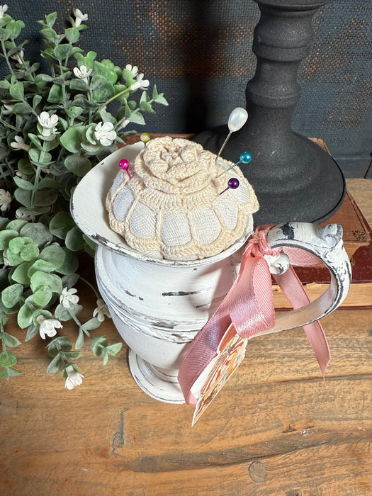 Upcycled Vintage Silver Plated Creamer with Lavender Infused Pincushion