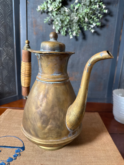 1850’s Antique Brass Chocolate Pot with Ivory Handle