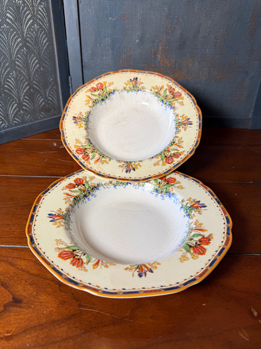 Pair of Crown Ducal English Antique Soup Bowls