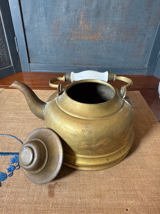 Antique Brass Water Kettle with porcelain handle