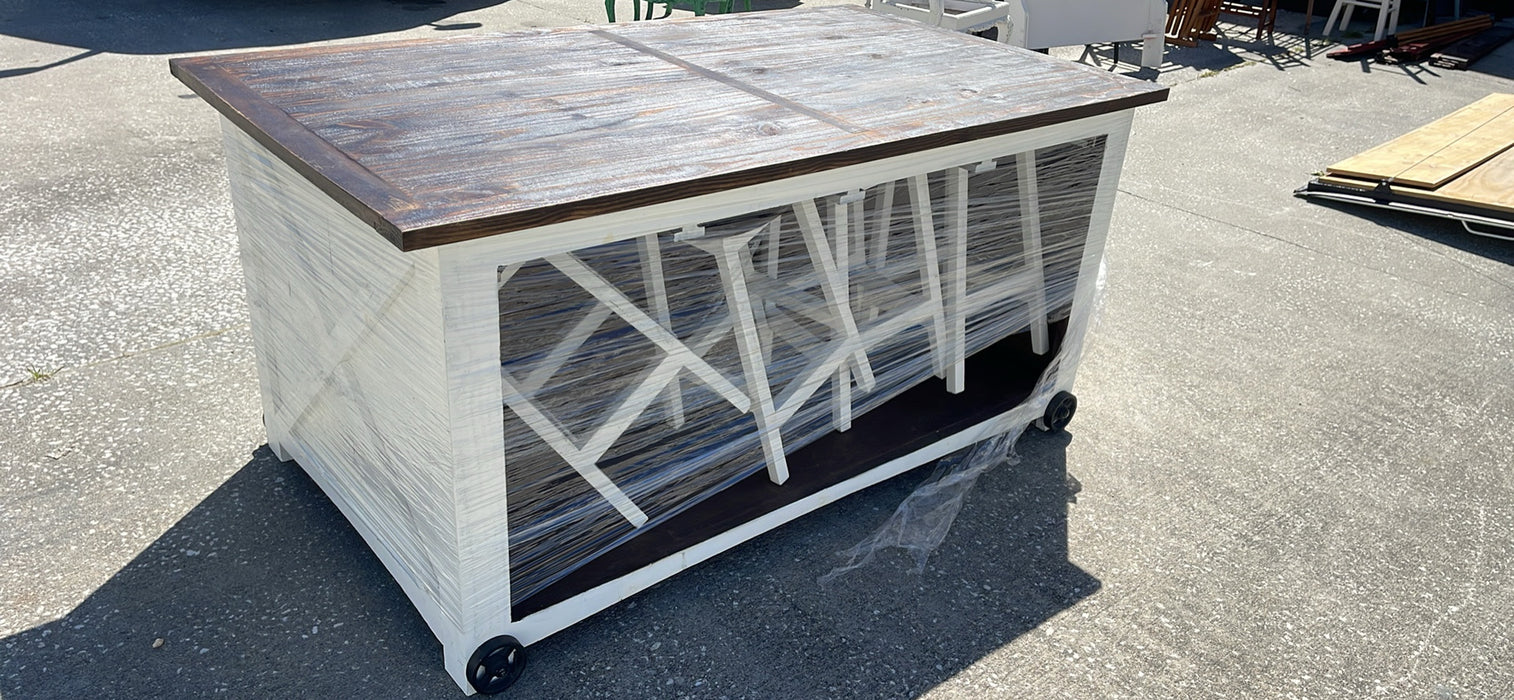 Kitchen island with barstools