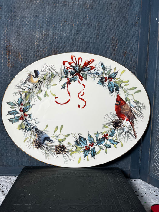 Lenox Winter Greetings 16” Oval Serving Platter | Christmas & Holiday Home and dinner table decor | china