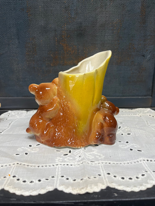 Shawnee Vase | Vintage Kitch Home Decor | Made in USA | Bear Cubs & Tree