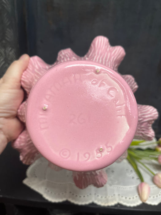 Vintage MIRAMAR of California Pink Ruffle Planter Pottery MCM
