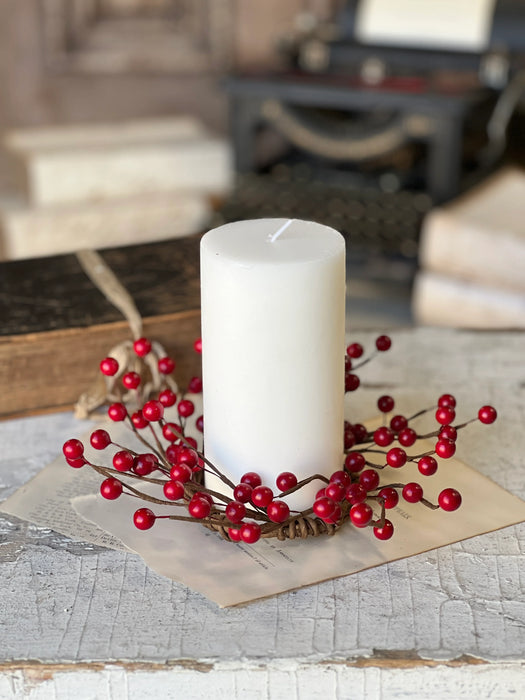 Loxley Berry Candle Ring | 9" outer, 3.5" inner | Red