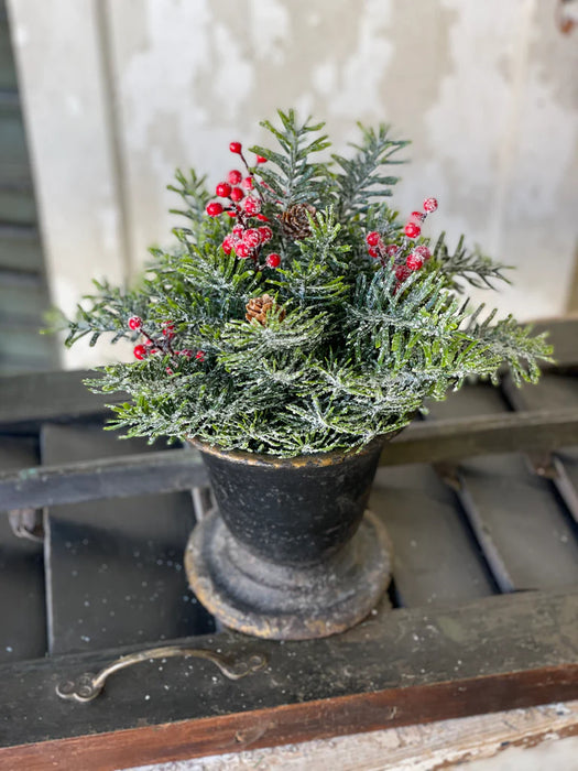 Winter Jewel Hemlock Half Sphere | 12" Pine & Berries Christmas & Holiday Home Decor