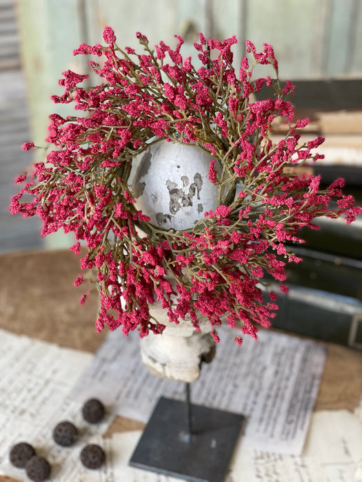 Array Astilbe Candle Ring | Red | 9" outer 3" inner | Fall & Winter Home Decor