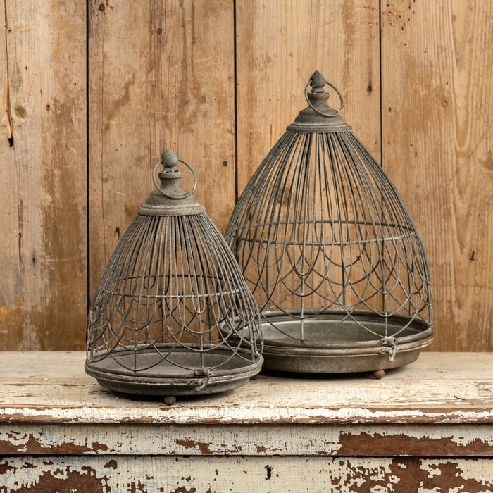 Distressed Bird Cage Table Top Decor | Grey Lantern | Choice of Sizes