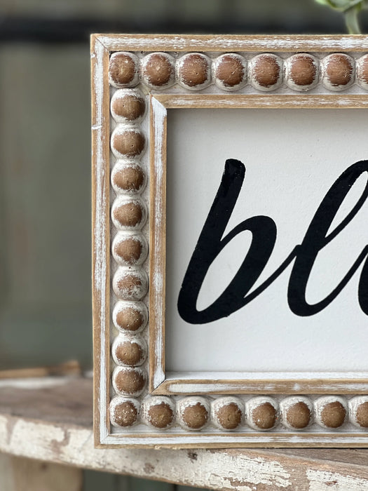 Beaded Blessed Sign | 15.5" | Wooden Farmhouse Style Home Decor