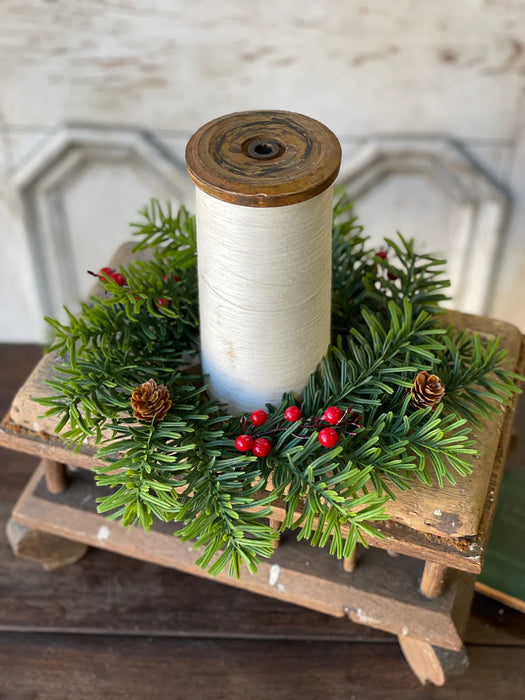 Cardinal Valley Candle Ring | 11" Traditional Christmas Greenery
