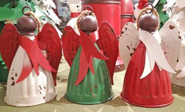 Christmas Angel Metal Bell | Choice of Color Red, White, or Green | Holiday Home Decor