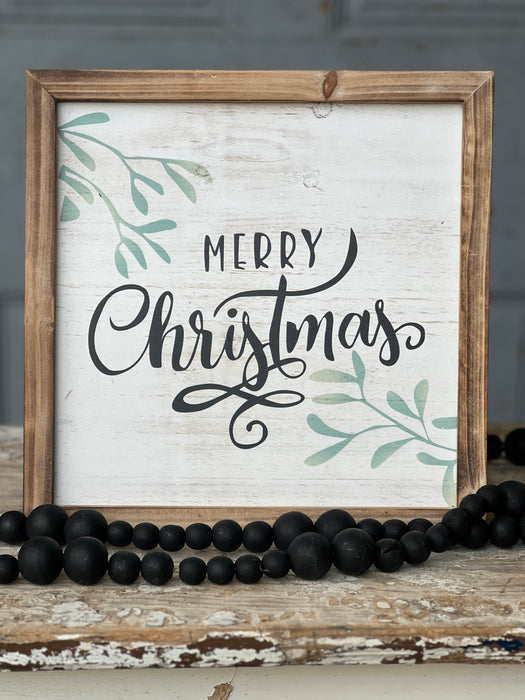 12 x 12 Merry Christmas Framed Wooden Sign | Holiday Home Decor