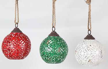 Mesh Patterned Metal Bells | Choice of Green, Red, or White | Christmas & Holiday Home Decor