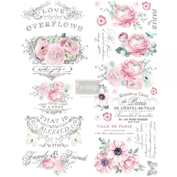 Overflowing Love | Full Size Decor Transfer | Redesign with Prima 22 x 30 inches