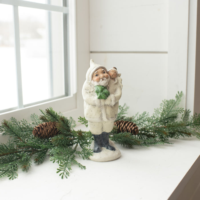 Ivory Santa with Angel on Shoulder| Whimsical Christmas & Holiday Decor