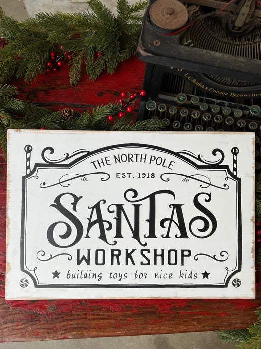 Santa's Workshop Sign | 15.75" Wooden Christmas & Holiday Home Decor